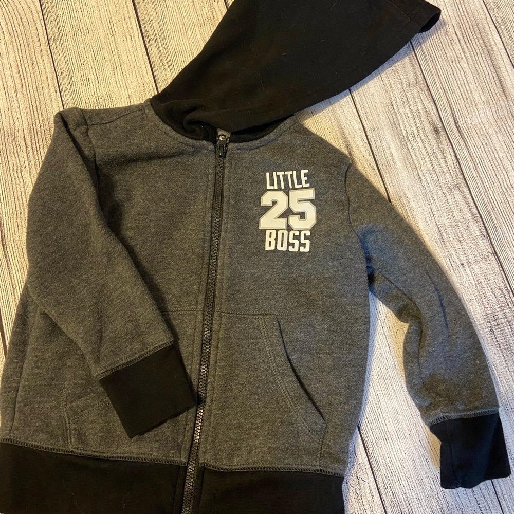 Black and grey zip up sweatshirt